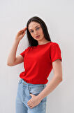 Basics&More Kadın Pamuklu Basic Bisiklet Yaka T-Shirt - 20791