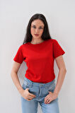Basics&More Kadın Pamuklu Basic Bisiklet Yaka T-Shirt - 20791