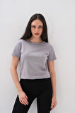 Basics&More Kadın Pamuklu Basic Bisiklet Yaka T-Shirt - 20791