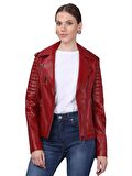 Basics&More Kadın Motorcu Deri Ceket BM02