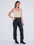 Basics&More Kadın Hakiki Deri Pantolon P03