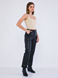 Basics&More Kadın Hakiki Deri Pantolon P03