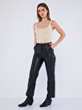 Basics&More Kadın Hakiki Deri Pantolon P03