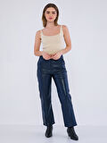 Basics&More Kadın Hakiki Deri Pantolon P03