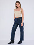 Basics&More Kadın Hakiki Deri Pantolon P03