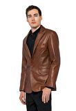Basics&More Erkek Hakiki Deri Blazer Ceket - EBLAZER