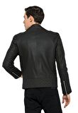 Basics&More Erkek Motorcu Hakiki Deri Ceket - 6735
