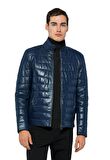 Basics&More Erkek Şişme Hakiki Deri Ceket - 8488
