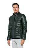 Basics&More Erkek Şişme Hakiki Deri Ceket - 8488