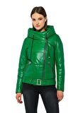 Basics&More Kadın Kapüşonlu Şişme Hakiki Deri Ceket - ELLE