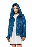 Basics&More Kadın Kapüşonlu Şişme Hakiki Deri Ceket - ELLE