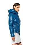 Basics&More Kadın Kapüşonlu Şişme Hakiki Deri Ceket - ELLE