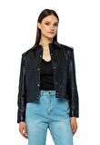 Basics&More Kadın Hakiki Deri Ceket - Kendall