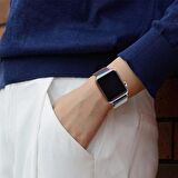 E2M Apple Watch Uyumlu 42-44MM KRD-01 METAL HASIR LACİVERT KORDON 