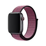 E2M Apple Watch Uyumlu 42-44MM KRD-03 HASIR BORDO KORDON 