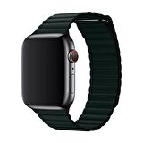 E2M Apple Watch Uyumlu 38-40MM KRD-06 DERI BÜKME KOYU YEŞİL KORDON 