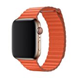 E2M Apple Watch Uyumlu 38-40MM KRD-06 DERI BÜKME TURUNCU KORDON 