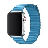 E2M Apple Watch Uyumlu 38-40MM KRD-06 DERI BÜKME MAVİ KORDON 