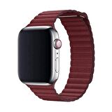 E2M Apple Watch Uyumlu 38-40MM KRD-06 DERI BÜKME BORDO KORDON 