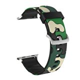E2M Apple Watch Uyumlu 38-40mm KRD-24 Kamuflaj Yeşil Kord 