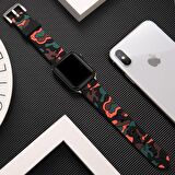 E2M Apple Watch Uyumlu 38-40mm KRD-24 Kamuflaj Açık Kahve 