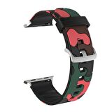 E2M Apple Watch Uyumlu 38-40mm KRD-24 Kamuflaj Kırmızı Ko 