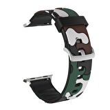 E2M Apple Watch Uyumlu 38-40mm KRD-24 Kamuflaj Koyu Yeşil 