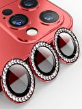 Binano Iphone 13 Pro/13 Pro Max Taşlı Kırmızı Kame