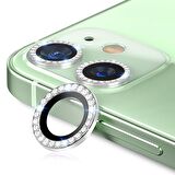 Binano Iphone 11/12/12 Mini Taşlı Silver Kamera Ko