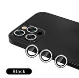 Binano Iphone 11 Pro/11 Pro Max/12 Pro Taşlı Siyah Kamera Koruyucu