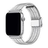 E2M Apple Watch Uyumlu 38-40-41MM KRD-29 METAL GÜMÜŞ KORD 
