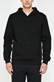 Erkek Siyah Kapüşonlu Sweatshirt 9KAM71593LK