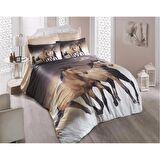 Komfort Home 3D Çift Kişilik Pamuk Saten Nevresim Takımı (Horse)