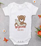 BK Kids İsimli Sevimli Ayı Tasarımlı Bebek Body Zıbın - Model 1