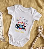 BK Kids İsimli Sevimli Sürücü Tasarımlı Bebek Body Zıbın - Model 1