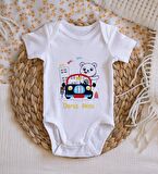 BK Kids İsimli Sevimli Sürücü Tasarımlı Bebek Body Zıbın - Model 1