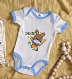 BK Kids Kişiye Özel Mavi Bebek Body Zıbın - Model 125