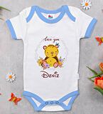 BK Kids Kişiye Özel Mavi Bebek Body Zıbın - Model 128