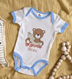 BK Kids Kişiye Özel Mavi Bebek Body Zıbın - Model 136