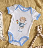 BK Kids Kişiye Özel Mavi Bebek Body Zıbın - Model 154