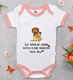 BK Kids Kişiye Özel Pembe Bebek Body Zıbın - Model 28