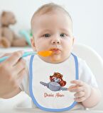 BK Kids Kişiye Özel Sevimli Pilot Tasarımlı Mavi Bebek Body Zıbın ve Mama Önlüğü Hediye Seti