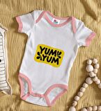 BK Kids Yum Yum Tasarımlı Pembe Bebek Body Zıbın-1