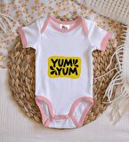 BK Kids Yum Yum Tasarımlı Pembe Bebek Body Zıbın-1