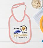 BK Kids Amcamı Çok Seviyorum Tasarımlı Pembe Bebek Body Zıbın ve Mama Önlüğü Hediye Seti-1