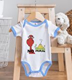 BK Kids No Problem Tasarımlı Mavi Bebek Body Zıbın ve Mama Önlüğü Hediye Seti-1