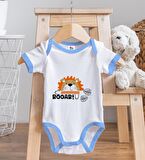 BK Kids Roar Tasarımlı Mavi Bebek Body Zıbın ve Mama Önlüğü Hediye Seti-1