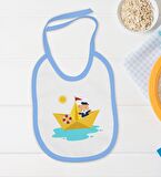BK Kids Sevimli Kaptan Tasarımlı Mavi Bebek Body Zıbın ve Mama Önlüğü Hediye Seti-1