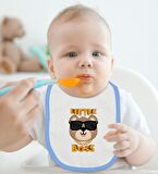 BK Kids Little Boss Tasarımlı Mavi Bebek Body Zıbın ve Mama Önlüğü Hediye Seti-1