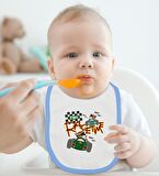 BK Kids Race Time Tasarımlı Mavi Bebek Body Zıbın ve Mama Önlüğü Hediye Seti-1